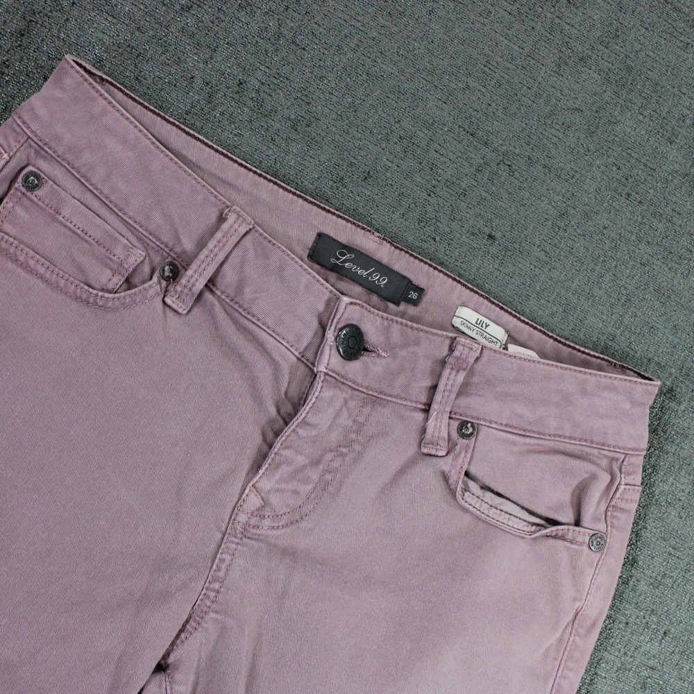 Level 99 Lily Skinny Straight Jeans 26 Mauve Purple Stretch Pants RN99299
